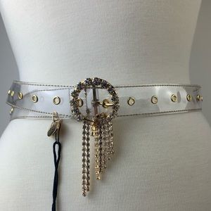 Argento Antico clear grommeted belt. Italy.